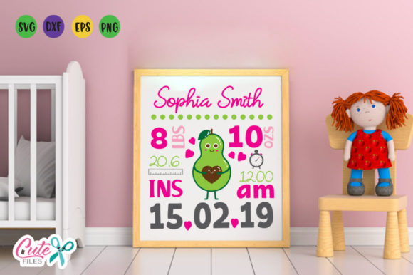 Baby Birth Announcement Template Avocado