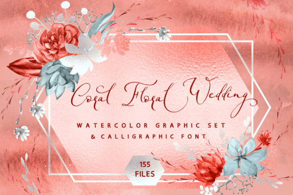 Coral Floral Wedding Graphic Font